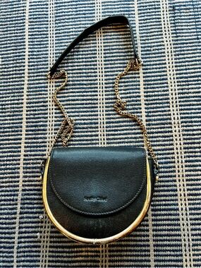 See by Chloe Mara half moon black leather cross body shoulder bag purse